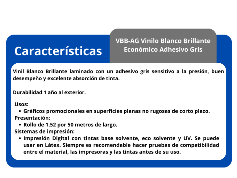VBB-AG Vinilo Blanco Brillante Económico Adhesivo Gris